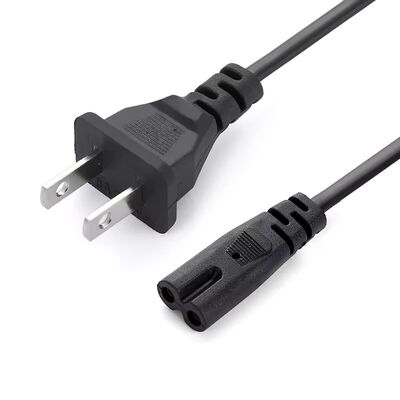 UL-gecertificeerde US 2-Pin Plug, 1,5m Zwart