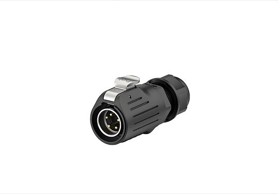 IP68 Waterdichte 5-pins LP20 Connector, 20A Paneelmontage, Push-Pull Vergrendeling